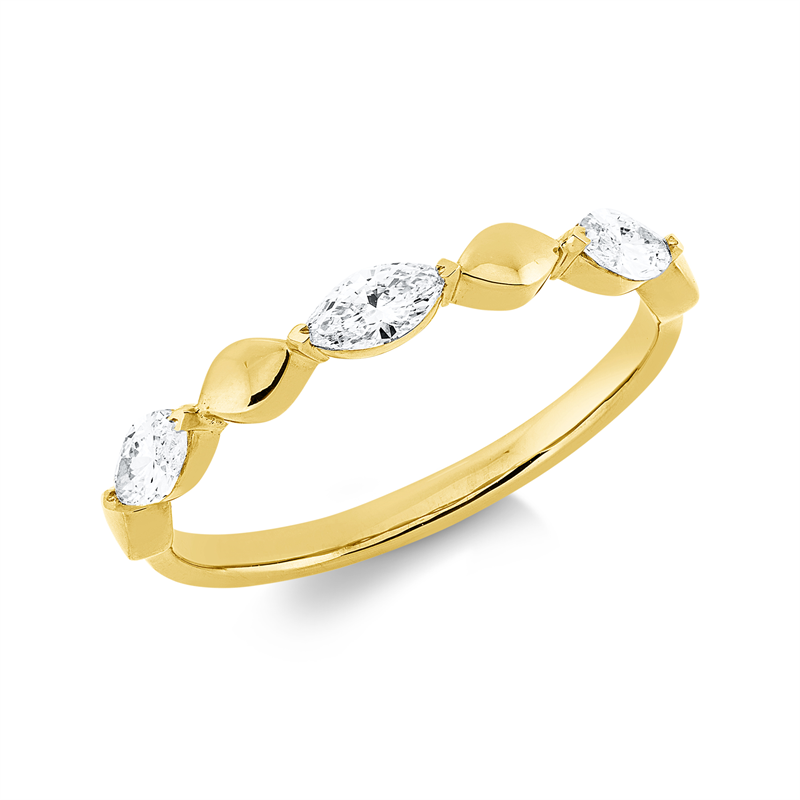 Ring 18 kt GG, 3 Nav. 0,45 ct, TW-si