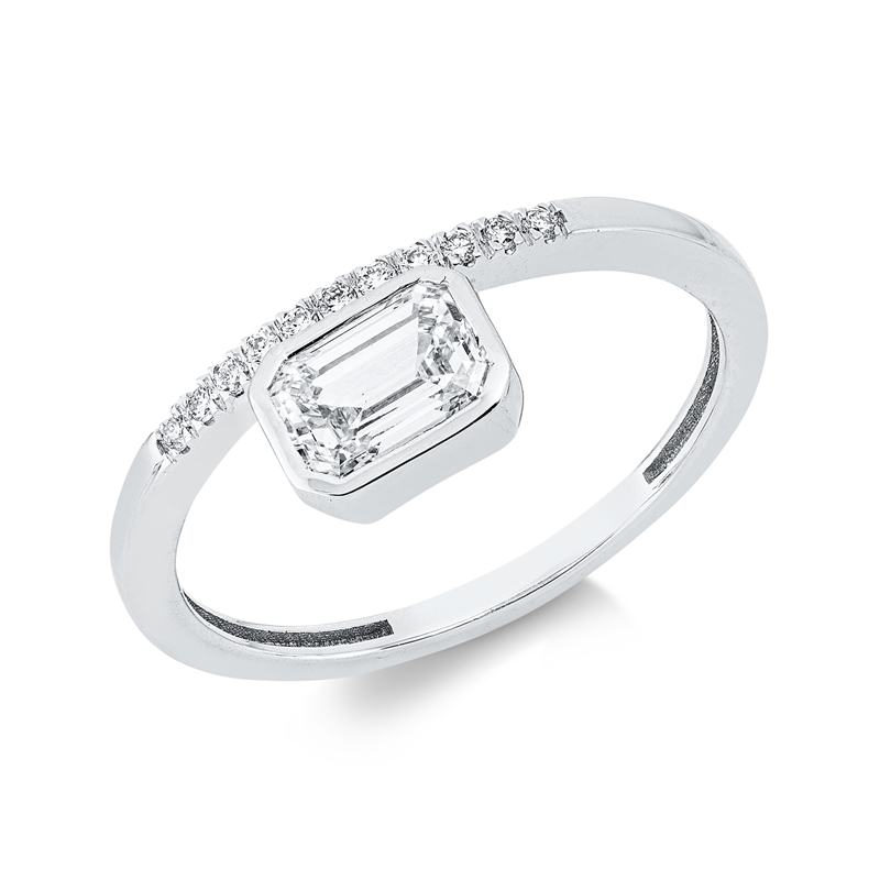 Ring 14 kt WG, 1 Sm.schliff 0,75 ct, TW-si, 11 Brill. 0,06 ct, TW-si