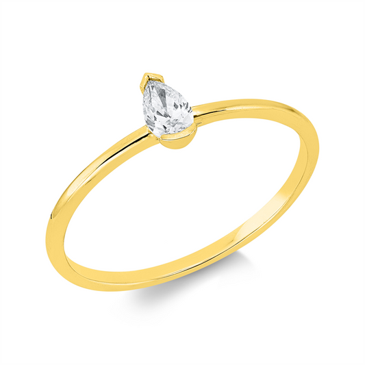 Ring 18 kt GG, 1 Tropfen 0,16 ct, TW-si