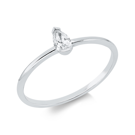 Ring 18 kt WG, 1 Tropfen 0,16 ct, TW-si