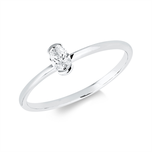 Ring 18 kt WG, 1 Oval 0,15 ct, TW-si