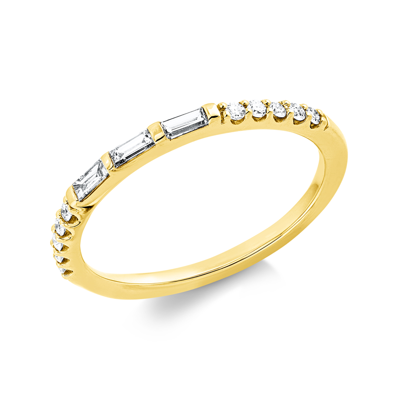 Ring 18 kt GG, 22 Brill. 0,10 ct, TW-si, 1 Sm.schliff 0,10 ct, TW-si