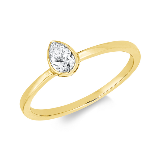 Ring 18 kt GG, 1 Tropfen 0,32 ct, TW-si