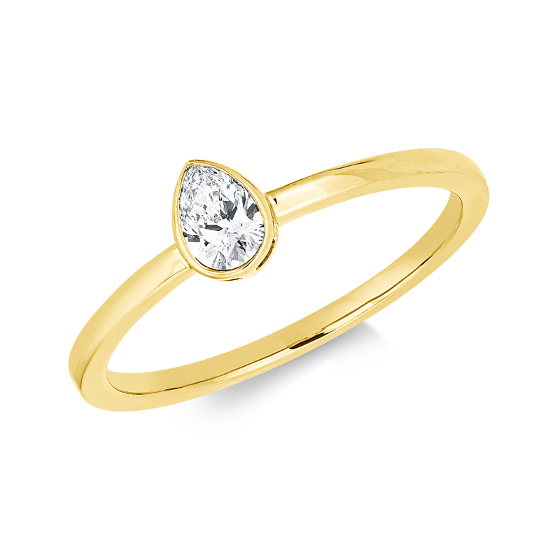 Ring 18 kt GG, 1 Tropfen 0,22 ct, TW-si