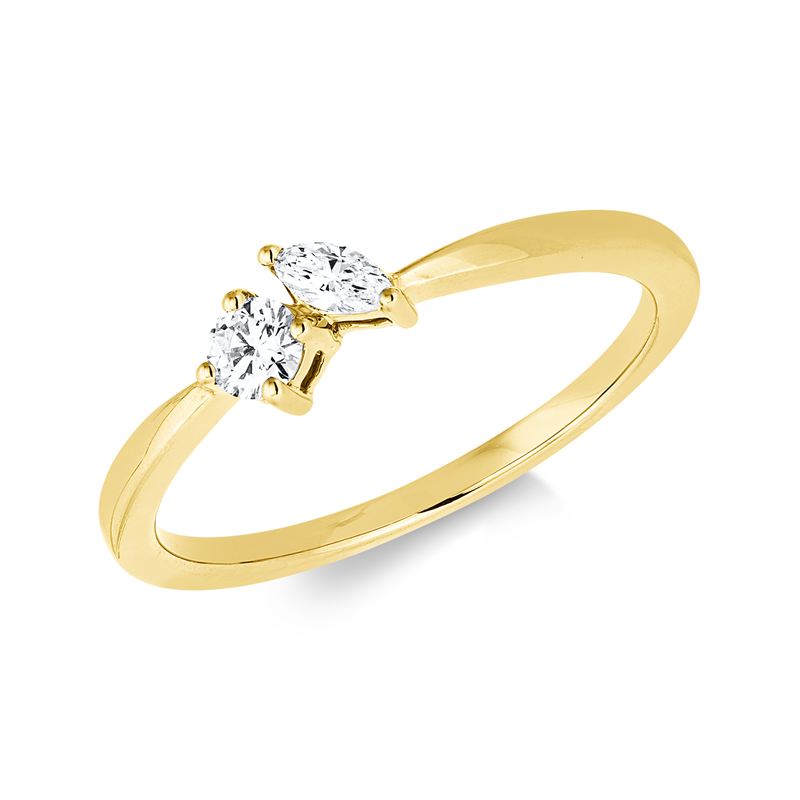 Ring 18 kt GG, 1 Nav. 0,09 ct, TW-si, 1 Brill. 0,12 ct, TW-si