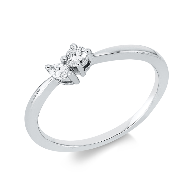 Ring 18 kt WG, 1 Nav. 0,06 ct, TW-si, 1 Brill. 0,10 ct, TW-si