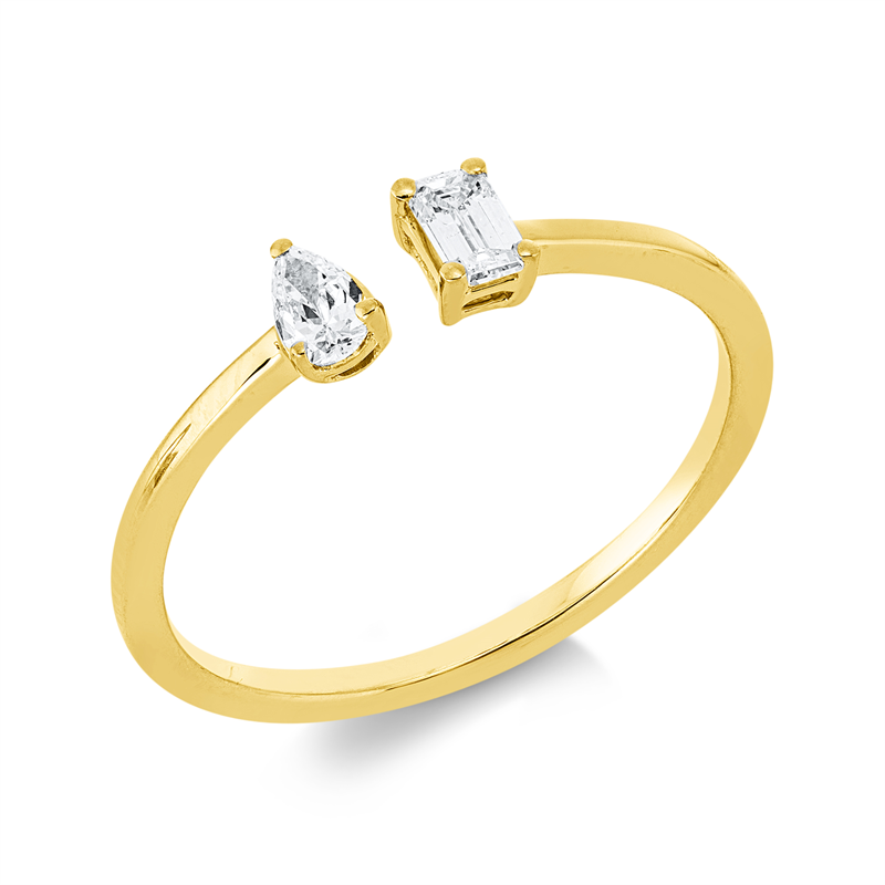 Ring 18 kt GG, 1 Tropfen 0,11 ct, TW-si, 1 Sm.schliff 0,14 ct, TW-si