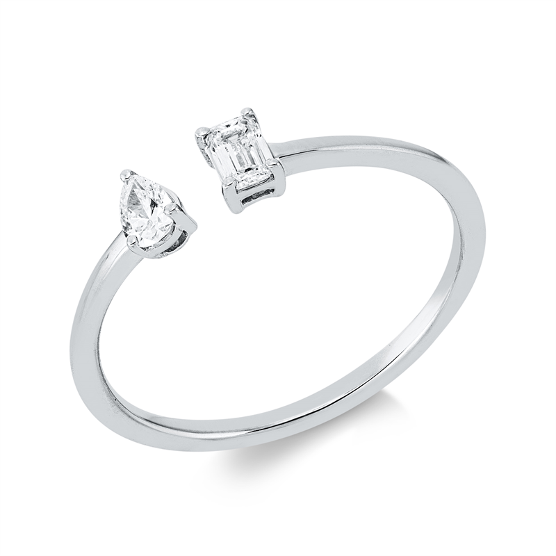 Ring 18 kt WG, 1 Tropfen 0,11 ct, TW-si, 1 Sm.schliff 0,13 ct, TW-si