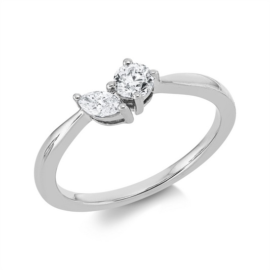 Ring 18 kt WG, 1 Nav. 0,13 ct, TW-si, 1 Brill. 0,23 ct, TW-si