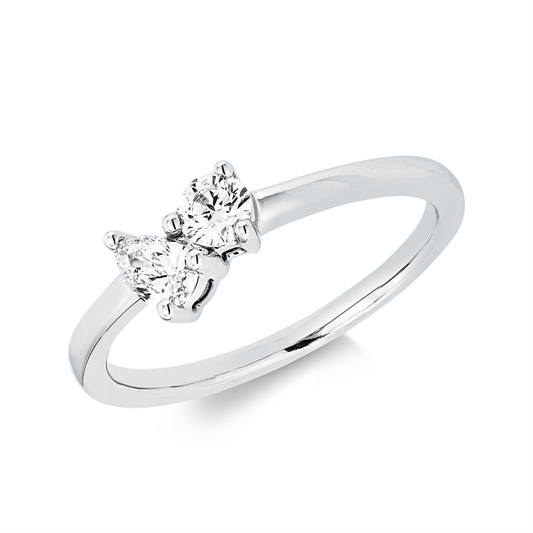 Ring 18 kt WG, 1 Tropfen 0,18 ct, TW-si, 1 Brill. 0,16 ct, TW-si