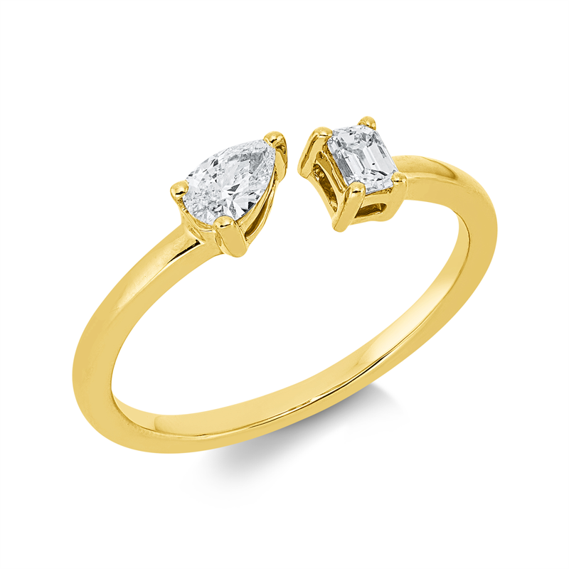 Ring 18 kt GG, 1 Sm.schliff 0,14 ct, TW-si, 1 Tropfen 0,18 ct, TW-si
