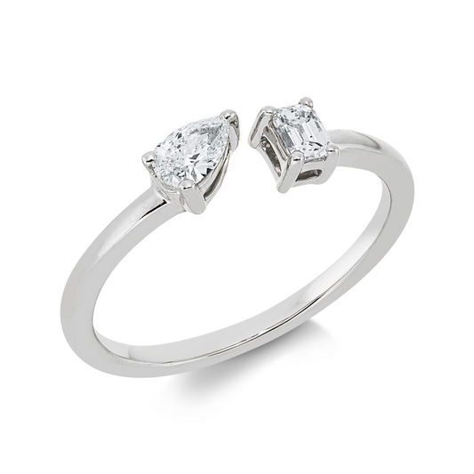 Ring 18 kt WG, 1 Sm.schliff 0,15 ct, TW-si, 1 Tropfen 0,18 ct, TW-si