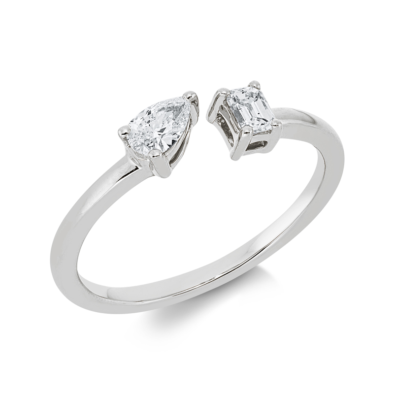 Ring 18 kt WG, 1 Sm.schliff 0,15 ct, TW-si, 1 Tropfen 0,18 ct, TW-si