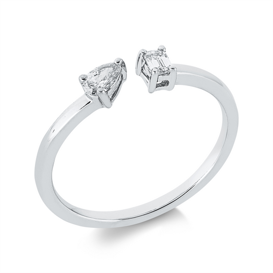 Ring 18 kt WG, 1 Sm.schliff 0,09 ct, TW-si, 1 Tropfen 0,13 ct, TW-si