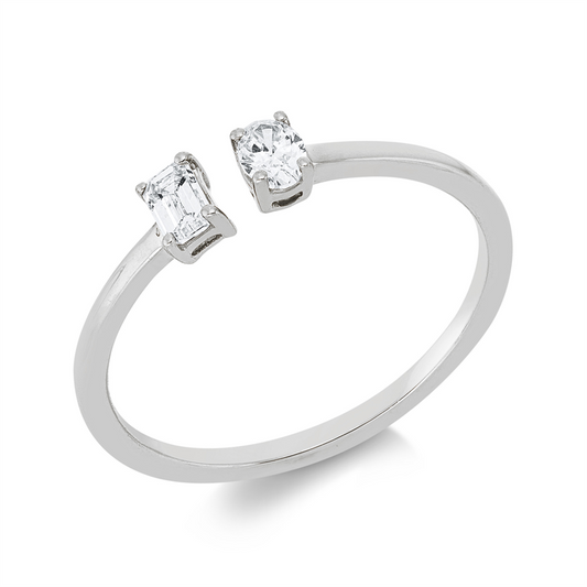 Ring 18 kt WG, 1 Oval 0,11 ct, TW-si, 1 Sm.schliff 0,13 ct, TW-si