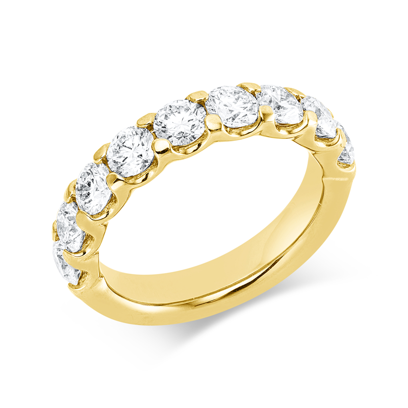 Ring 18 kt GG, 9 GIA's, 3 Brill. 0,64 ct, TW-vvs2, 1 Brill. 0,22 ct, TW-vvs, 5 Brill. 1,46 ct, TW-vsi