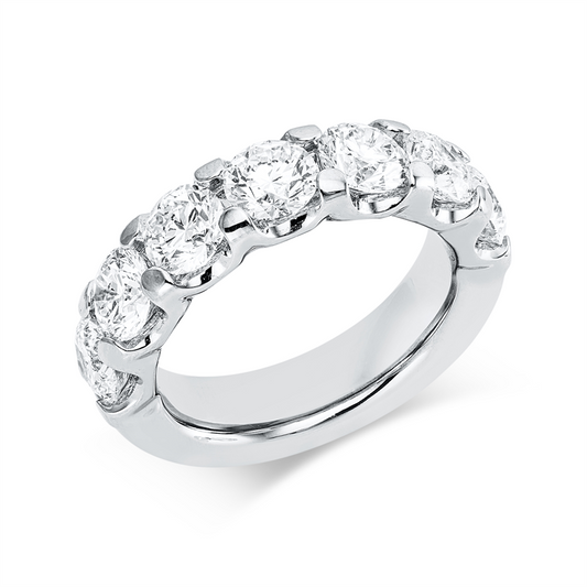 Ring 18 kt WG, 7 GIA's, 1 Brill. 0,50 ct, F-vs2, 6 Brill. 3,00 ct, TW-vsi