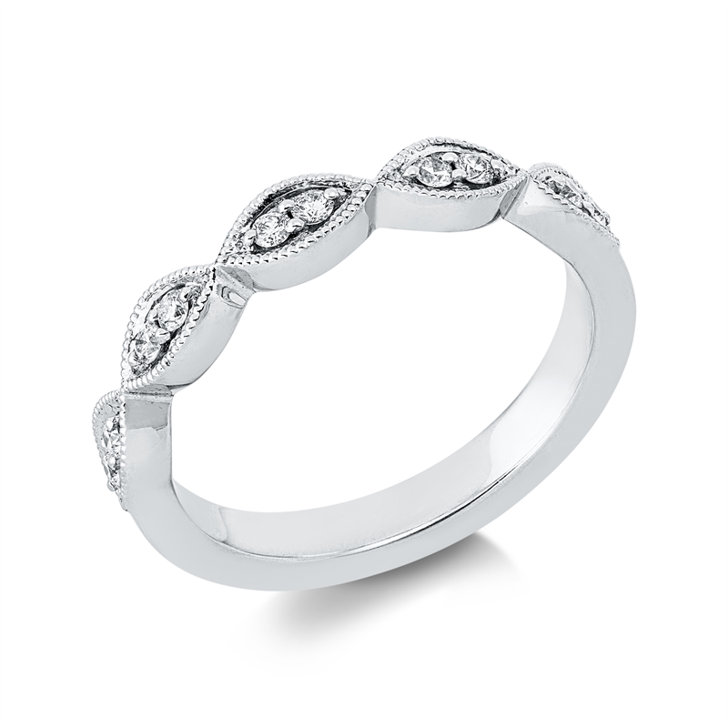 Ring 14 kt WG, 10 Brill. 0,14 ct, W-pi