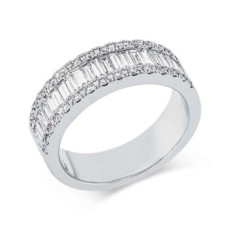 Ring 18 kt WG, 21 Bag. 0,79 ct, TW-vsi, 30 Brill. 0,26 ct, TW-vsi