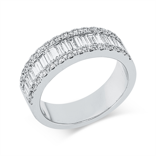 Ring 18 kt WG, 21 Bag. 0,79 ct, TW-vsi, 30 Brill. 0,26 ct, TW-vsi