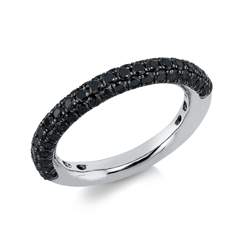 Ring 18 kt WG, Fassung teils schwarz rhodinie, 61 Brill. 1,26 ct, schwarz