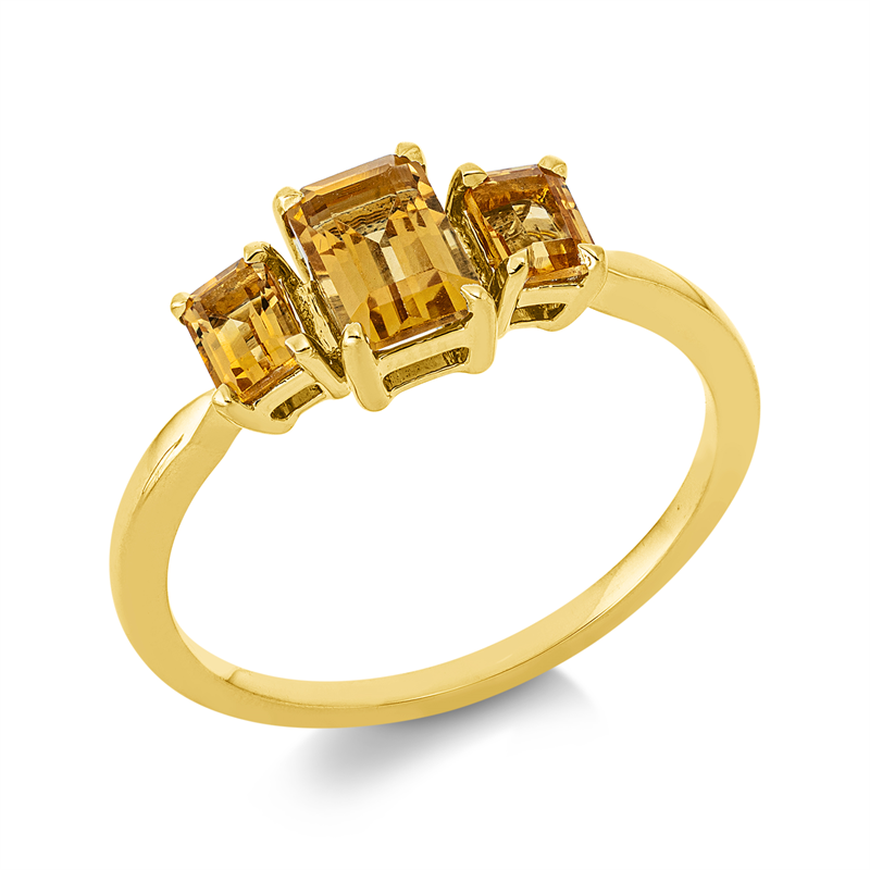 Ring 18 kt GG, 1 Citrin 0,61 ct, 2 Citrin 0,42 ct