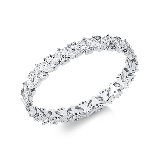 Ring 18 kt WG, 28 Nav. 0,78 ct, TW-vsi, 28 Brill. 0,18 ct, TW-si
