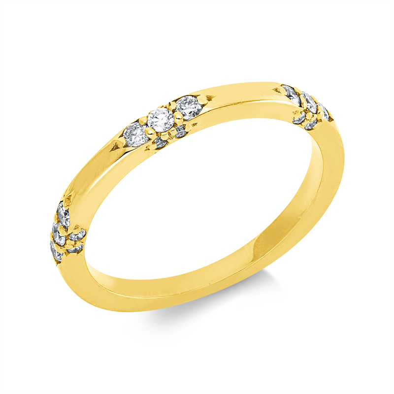 Ring 18 kt GG, 12 Brill. 0,05 ct, TW-si, 9 Brill. 0,16 ct, TW-si
