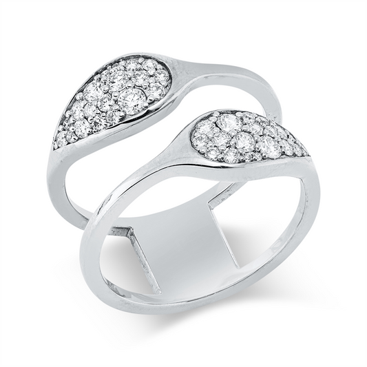 Ring 18 kt WG, 4 Tropfen 0,30 ct, F-si, 1 Tropfen 0,15 ct, F-si