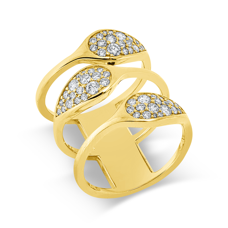 Ring 18 kt GG, 44 Brill. 0,43 ct, TW-si, 6 Brill. 0,18 ct, TW-si, 3 Brill. 0,13 ct, TW-si