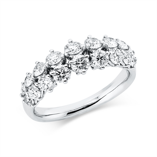 Ring 18 kt WG, 8 Brill. 0,37 ct, TW-si, 10 Brill. 0,93 ct, TW-si