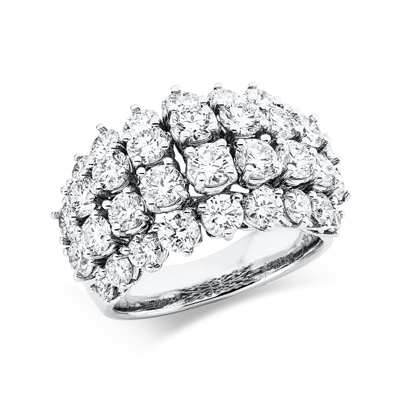 Ring 18 kt WG, 18 Brill. 2,68 ct, TW-si, 12 Brill. 1,24 ct, TW-si, 6 Brill. 1,08 ct, TW-si