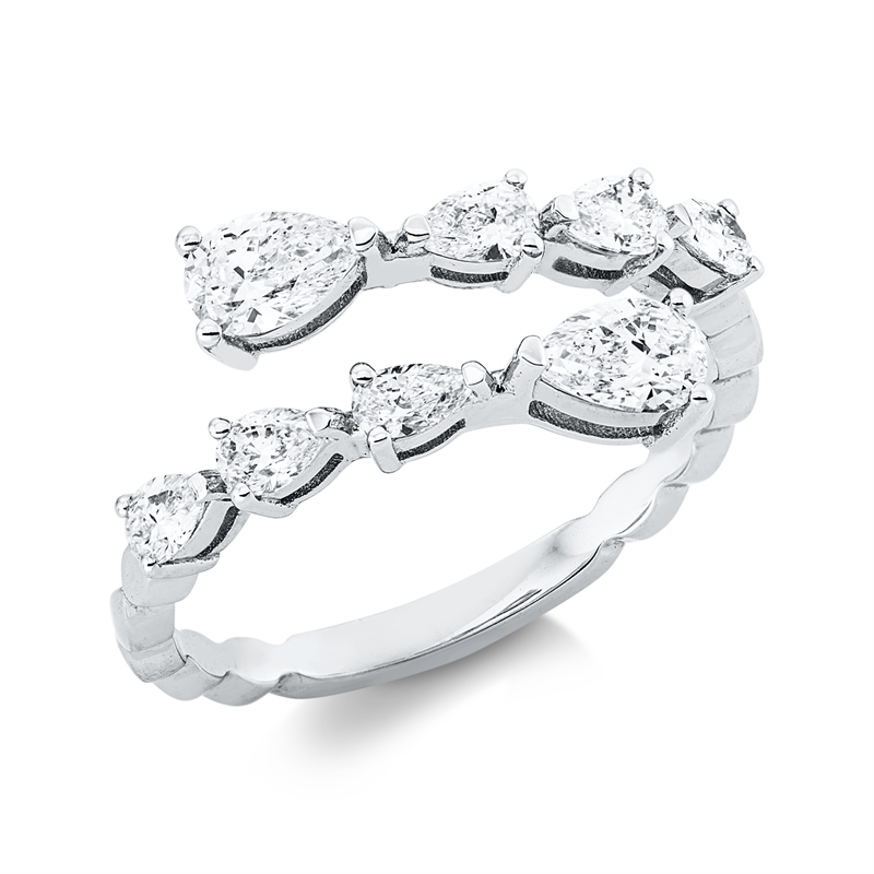 Ring 18 kt WG, 6 Tropfen 0,46 ct, F-si, 2 Tropfen 0,49 ct, F-si