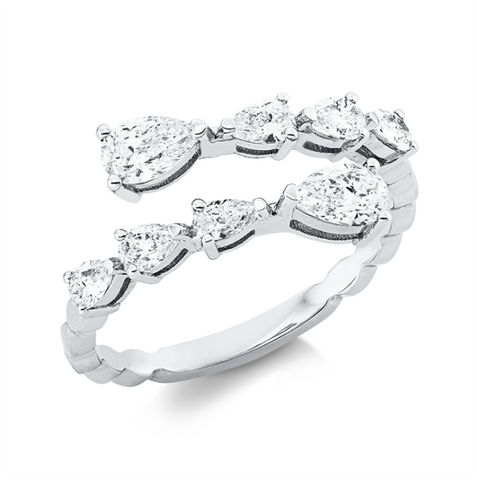 Ring 18 kt WG, 6 Tropfen 0,46 ct, F-si, 2 Tropfen 0,49 ct, F-si