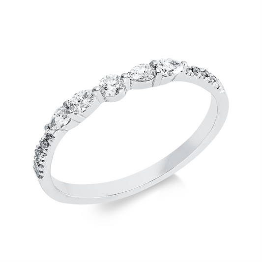 Ring 18 kt WG, 9 Brill. 0,14 ct, TW-si, 4 Tropfen 0,19 ct, TW-si