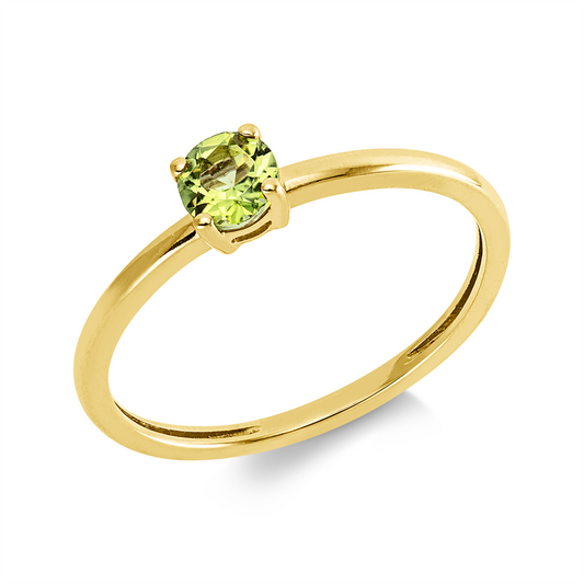 Ring 18 kt GG, 1 Peridot 0,30 ct grün