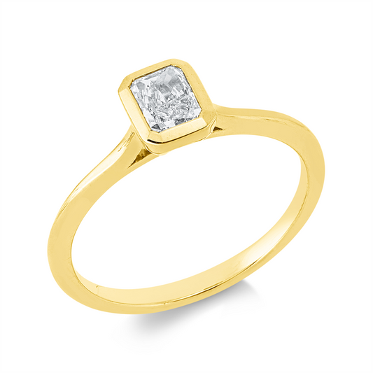Ring 18 kt GG, 1 Lab. Rad. 0,40 ct, F-vsi