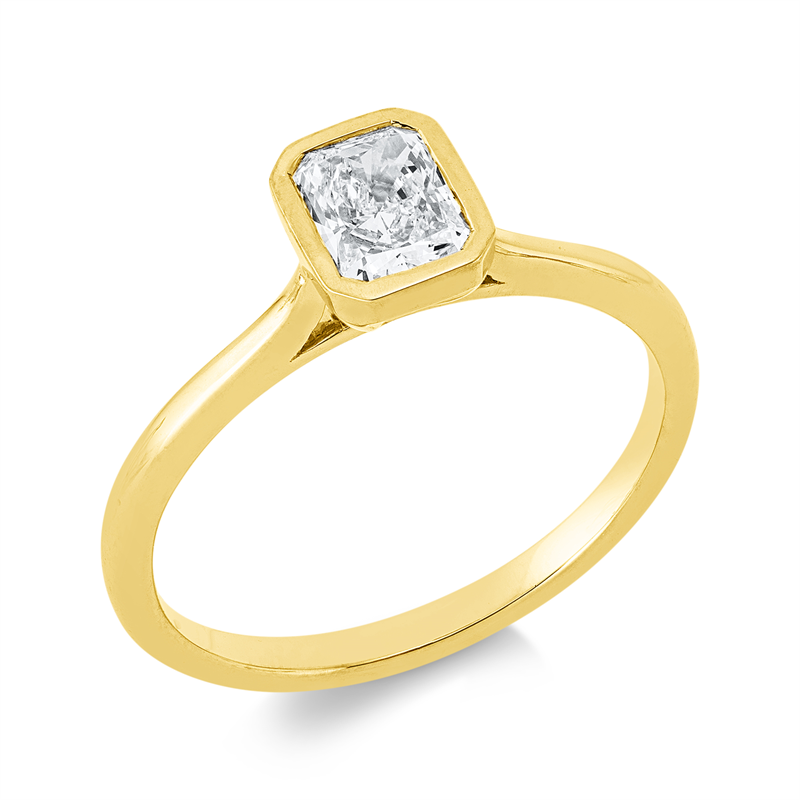 Ring 18 kt GG, 1 Lab. Rad. 0,50 ct, F-vsi