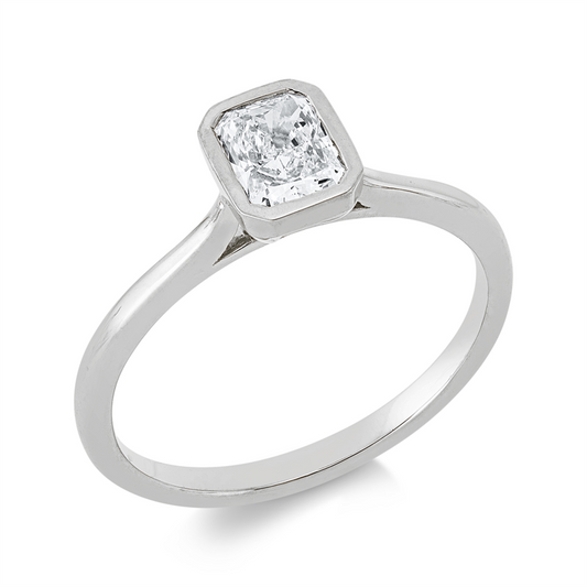 Ring 18 kt WG, 1 Lab. Rad. 0,50 ct, F-vsi