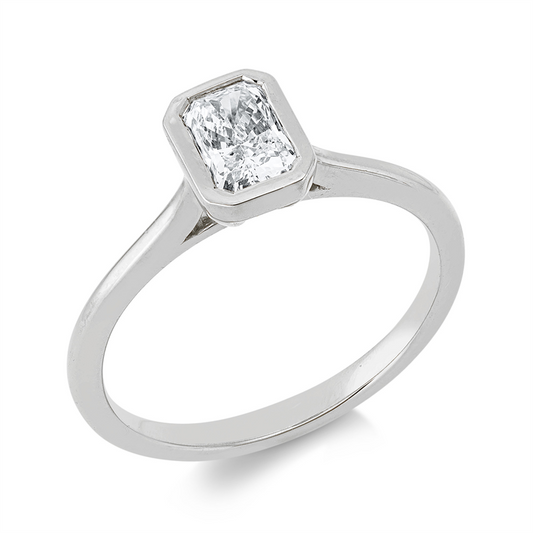 Ring 18 kt WG, 1 Lab. Rad. 0,60 ct, F-vsi