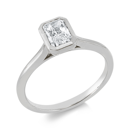 Ring 18 kt WG, 1 Lab. Rad. 0,70 ct, F-vsi