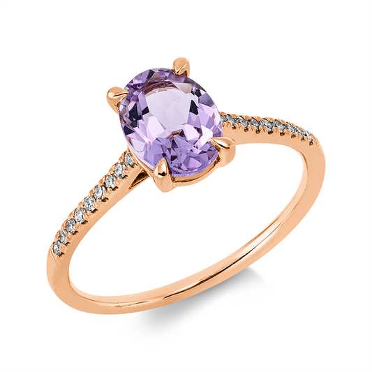 Ring 18 kt RG, 18 Dia. 0,07 ct, TW-si, 1 Amethyst 1,13 ct pink