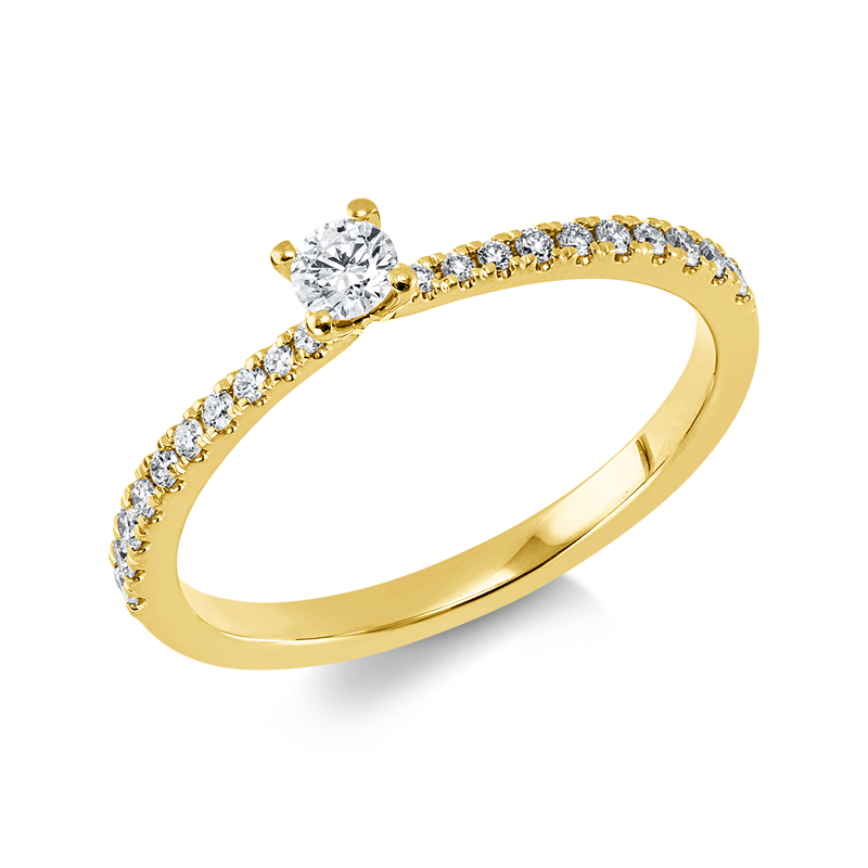 Ring 14 kt GG, 1 Brill. 0,10 ct, TW-si, 20 Brill. 0,14 ct, TW-si