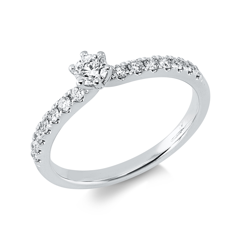 Ring 14 kt WG, 1 Brill. 0,20 ct, TW-si, 14 Brill. 0,26 ct, TW-si