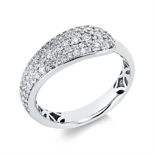 Ring 18 kt WG, 13 Brill. 0,20 ct, F-si, 4 Brill. 0,12 ct, F-si, 52 Brill. 0,28 ct, F-si