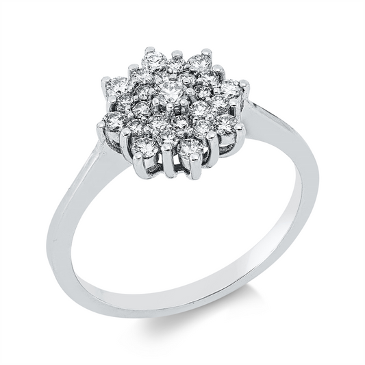 Ring 18 kt WG, 1 Brill. 0,05 ct, F-si, 24 Brill. 0,37 ct, F-si