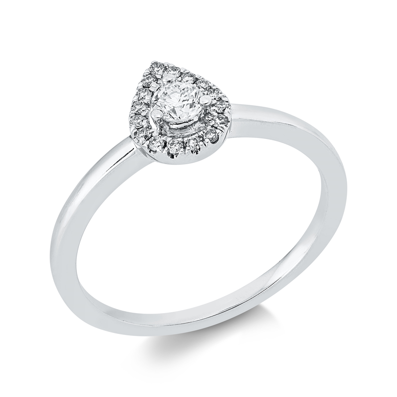 Ring 18 kt WG, 1 Brill. 0,14 ct, TW-si, 16 Brill. 0,08 ct, J-vsi/si