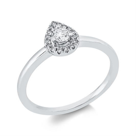 Ring 18 kt WG, 1 Brill. 0,14 ct, TW-si, 16 Brill. 0,08 ct, J-vsi/si