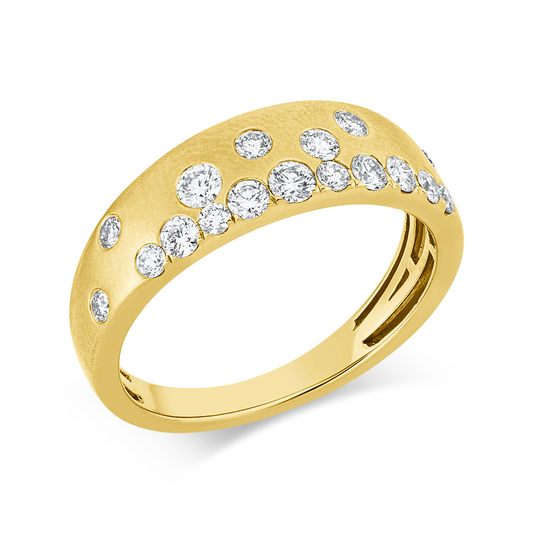 Ring 18 kt GG, mattiert, 2 Brill. 0,10 ct, TW-si, 16 Brill. 0,41 ct, TW-si