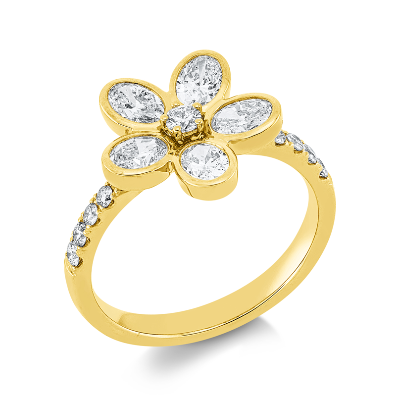 Ring 18 kt GG, 5 Oval 1,16 ct, TW-si, 11 Brill. 0,26 ct, TW-si